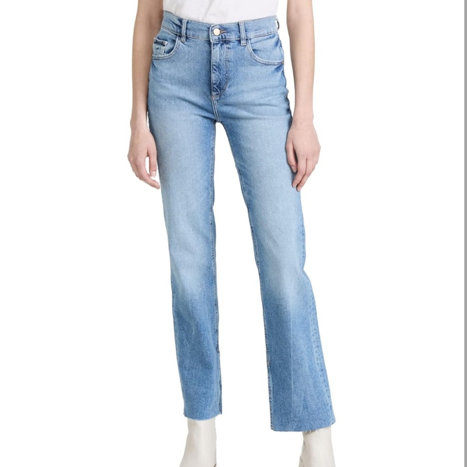 $209 New - Dl1961 Patti Straight High Rise Jeans - Reef Raw - Sz 27